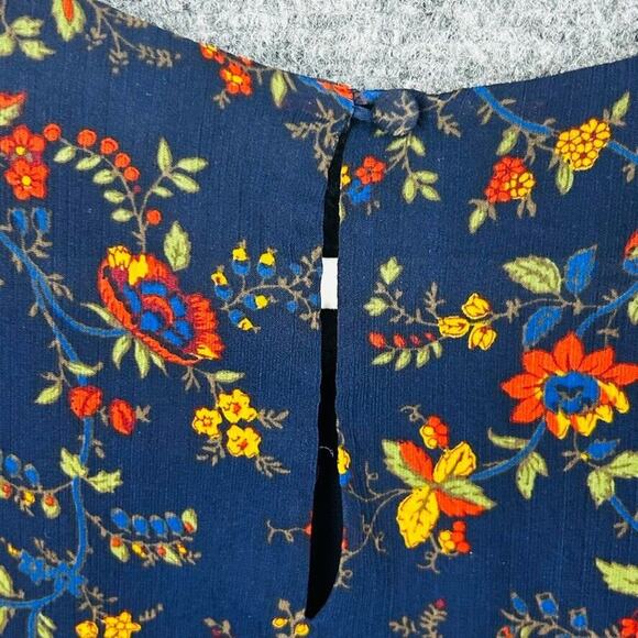 Madewell Blue Floral Ruffle Sleeve in Climbing Vine Blouse Shirt Top Size Large - Picture 6 of 6